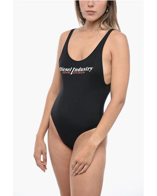 DIESEL Black Slia One-Piece Swimsuit With Logo Lettering