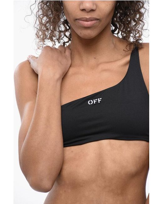 Off-White c/o Virgil Abloh Black One Shoulder Bikini Set With Embrodery