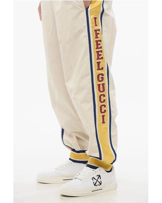 Gucci Natural Nylon I Feel Joggers With Side Contrasting Bands for men