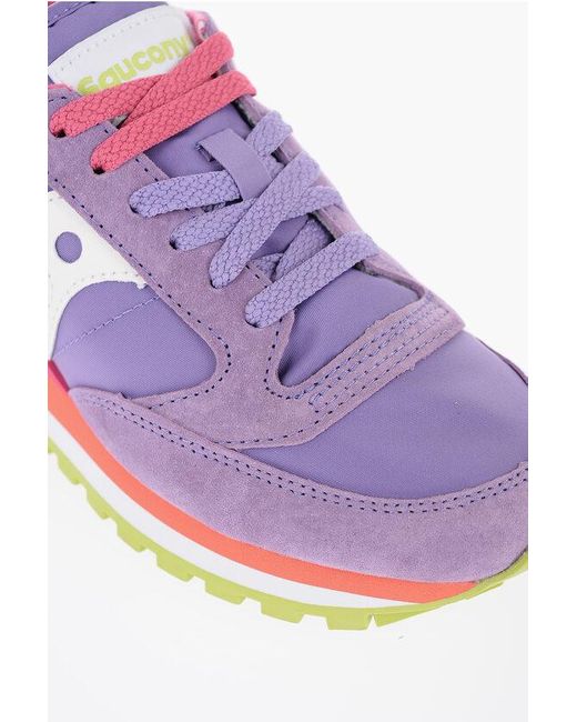 Saucony Pink Suede And Nylon Jazz Triple Low Top Sneakers With Tricolor S