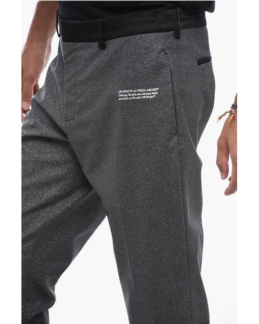 Off-White c/o Virgil Abloh Gray Glittery Tailoring Pants With Satin Detailing for men