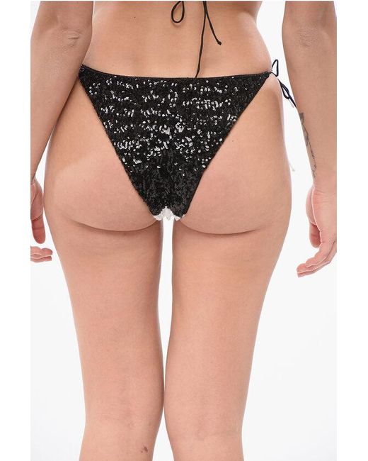 Oseree Black Two-Tone Sequine Bikini Set