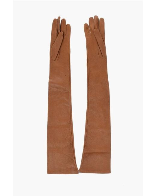 DSquared² Brown Solid Color Leather Opera Glovers