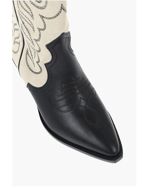 Isabel Marant Black Two-Tone Suede And Leather Duerto Western Boots