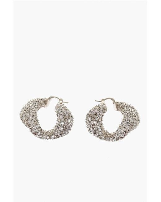 Jil Sander Multicolor Asymmetric Rhinestoned Hoop Earrings