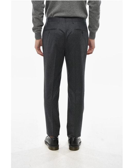 Corneliani Black 4-Pocketed Virgin Wool Pants With Belt Loops for men