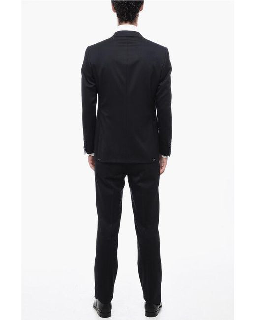 Corneliani Black Virgin Wool Mantua Slim Fit Suit for men