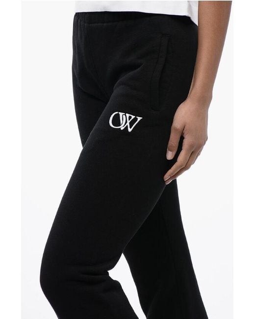 Off-White c/o Virgil Abloh Black High-Waisted Brushed Cotton Joggers With Contrasting Monogra