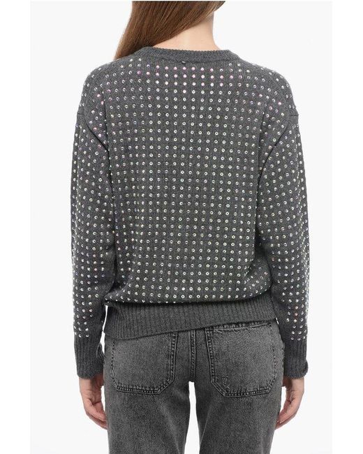 Sportmax Gray Wool Uta Pullover With Rhinestone Application