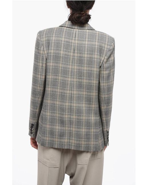 Fabiana Filippi Gray Blended Wool Blazer With Glen Plaid Motif