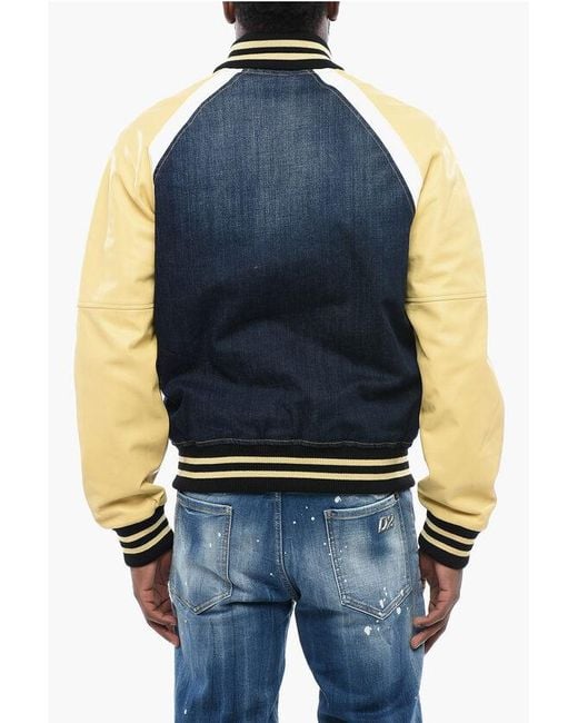 DSquared² Blue Denim Bomber Jacket With Eco for men