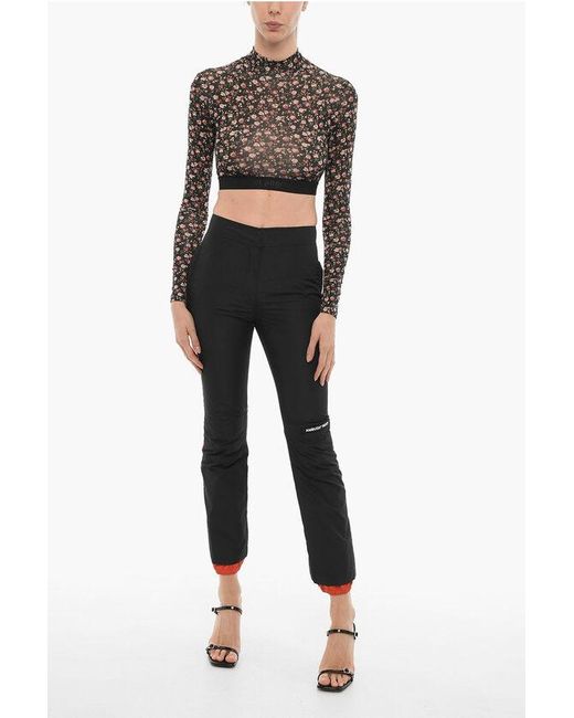 Palm Angels Black Floral Patterned Crop Top