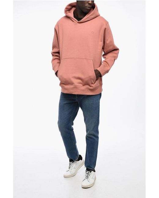 Adidas Pink Fleeced-Cotton Hoodie With Patch Pocket for men