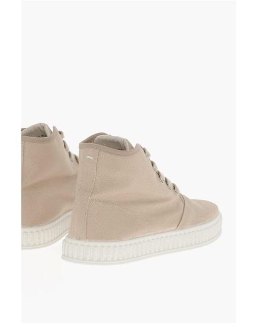 Maison Margiela Natural Mm22 Canvas High-Top Sneakers With Rubber Sole for men