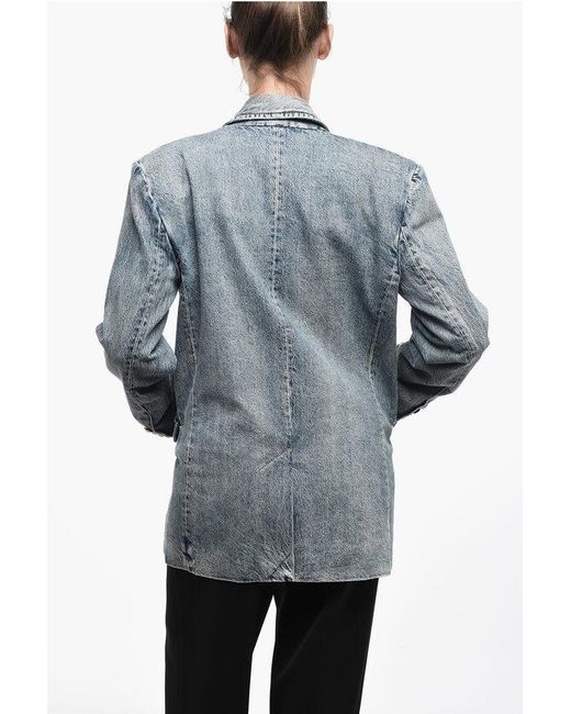 Zimmermann Gray Denim Double-Breasted Luminosity Blazer