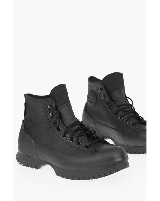 Converse Black All Star Chuck Taylor Texture Leather High-Top Sneakers
