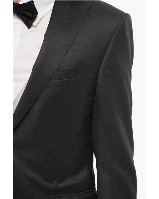 Corneliani Black 3 Pieces Academy Suit With Striped Pants for men
