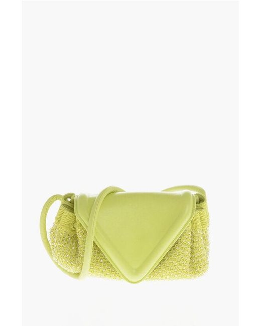 Bottega Veneta Yellow Leather Beak Bag With Rhinestone Application