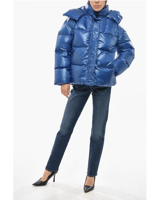 Aspesi Blue Nylon Gummo Down Jacket With Hood