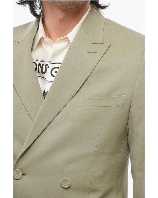 Dior Green Wool Double Breasted Blazer With Peak Lapel for men