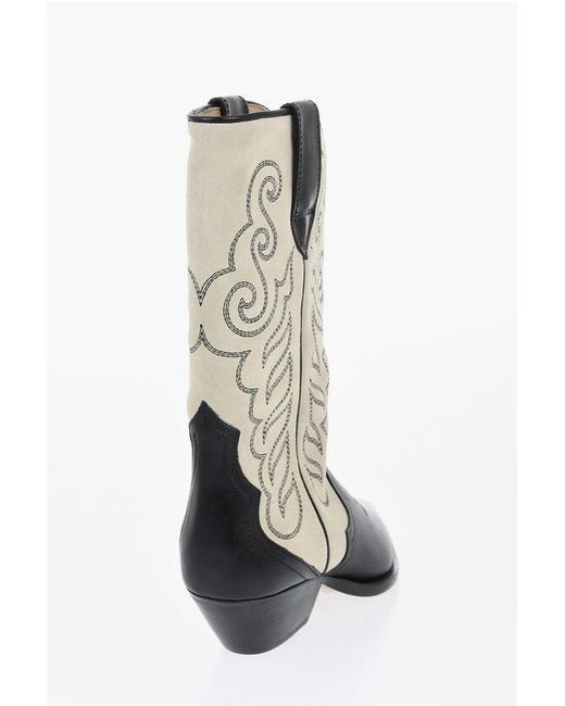Isabel Marant Black Two-Tone Suede And Leather Duerto Western Boots