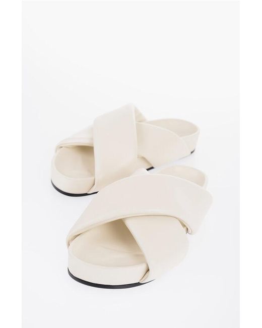 Jil Sander White Criss Cross Designed Leather Sandals for men