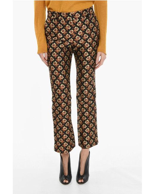 LaDoubleJ Multicolor Carrot Fit Jacquard Bella Pants With Floral Pattern