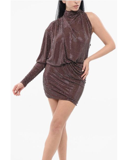 Alexandre Vauthier Brown All Over Crystallized Mini Dress