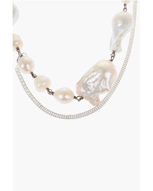 Jil Sander White Pearl Sweet Connection Choker Necklace