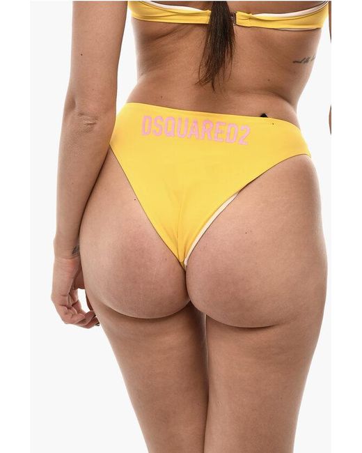 DSquared² Orange Solid Color Bikini Bottom With Back Logo