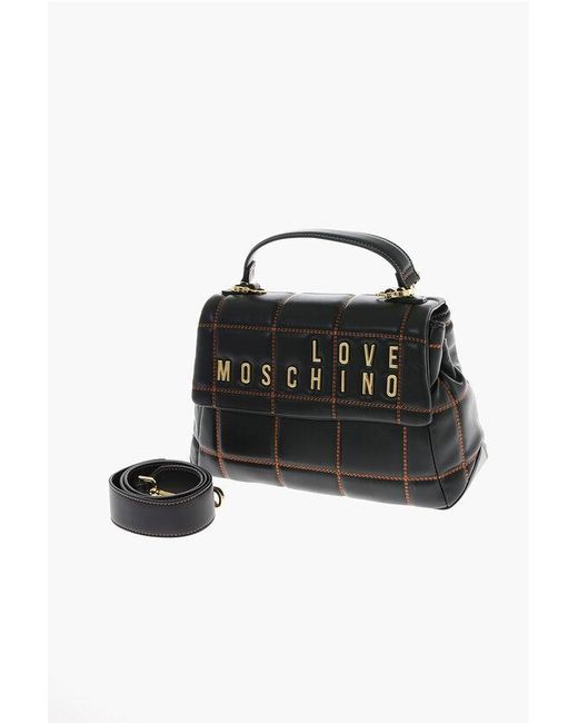 Moschino Black Love Quilted Faux Leather Bag With Golden Logo