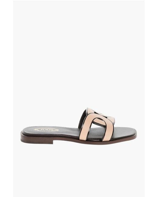 Tod's White Leather Sandals Maxi Catena With Leather Sole