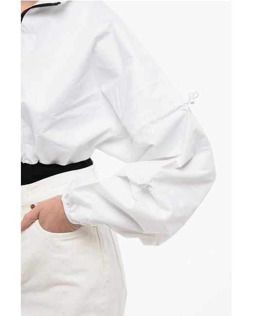 Reebok White Cropped Solid Color Rbk Cardi B Jacket