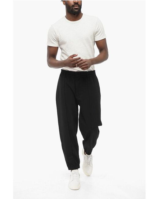 Armani Black Emporio Front Pleated 4-Pocketed Pants With Cuffs for men