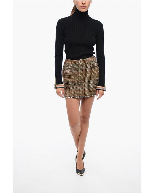 Stella McCartney Black 5 Pocket Wool Tweed Miniskirt