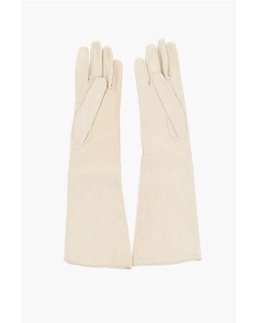 DSquared² White Solid Color Leather Opera Gloves