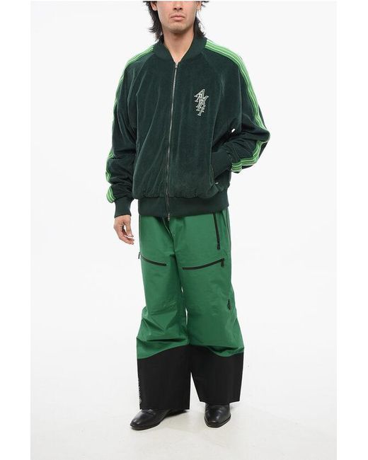 Amiri Green Velour Rain Forest Track Sweatshirt With Tape Side Bands for men