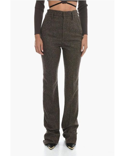 Saint Laurent Gray Wool Flared Fit Tweed Pants