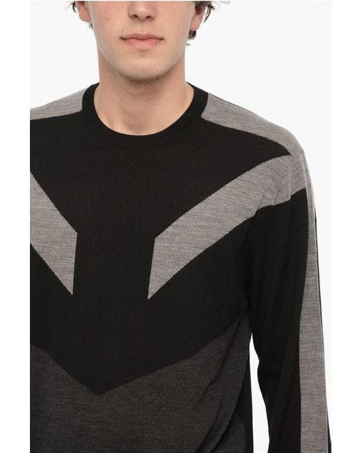 Neil Barrett Black Two-Tone Wool Modernist Sweater for men