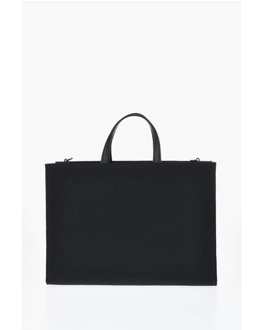 Givenchy Black Cotton And Linen Tote Bag With Contrasting Logo
