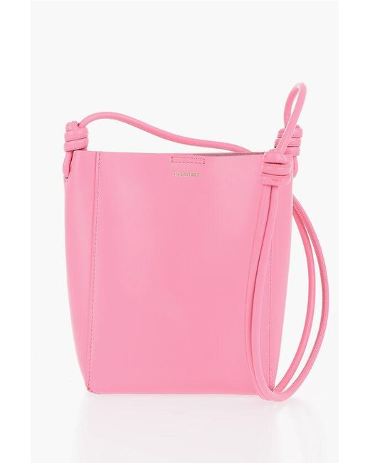 Jil Sander Pink Leather Crossbody Bag With Knot Detail