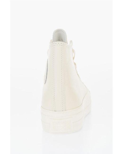 Converse Natural All Star Chuck Taylor Textured Leather Lift High-Top Sneaker