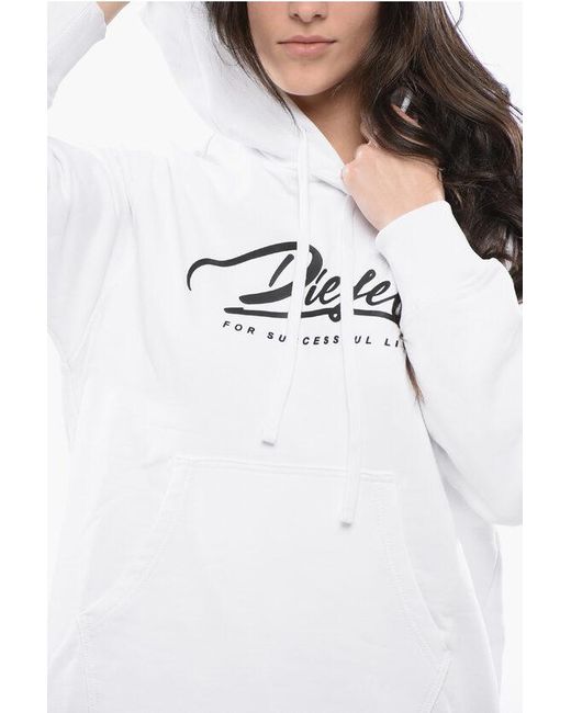 DIESEL White Asymmetrical Cut D-Ilse Italico Sweat Dress With Side Split