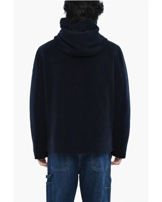 Woolrich Blue Wool And Nylon Pacific Down Jacket With Hood for men