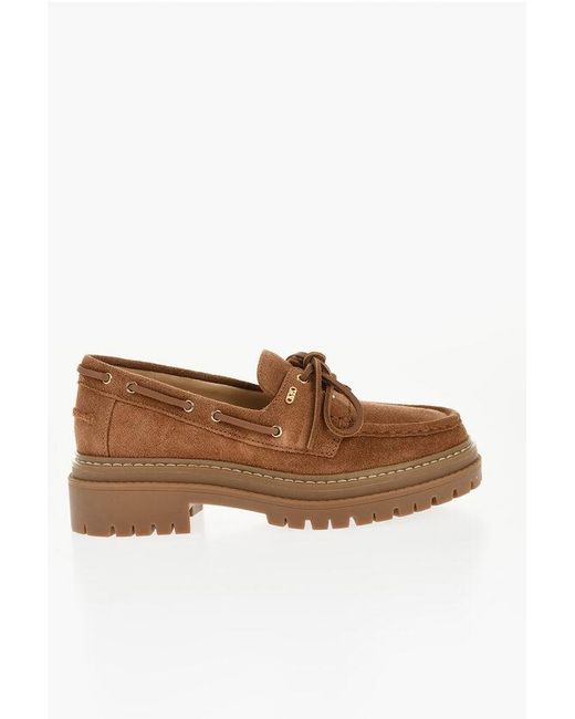 Michael Kors Brown Suede Lace-Up Moccasins Cameron