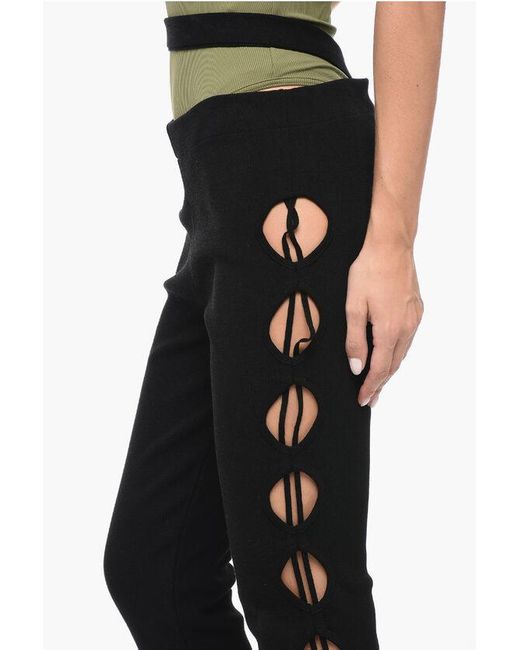 ANDREADAMO Black Knit Flared Cutout Pants