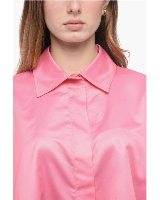 Patou Pink Lining Oversized Shirt With Maxi Cuffs