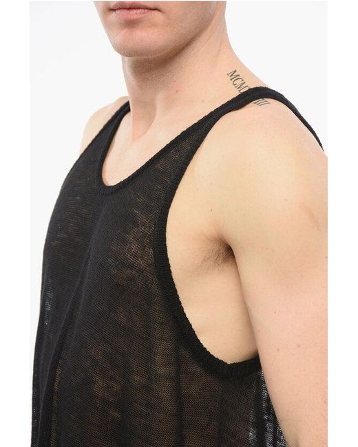 Rick Owens Black Lido See Through Wool Tank Top for men