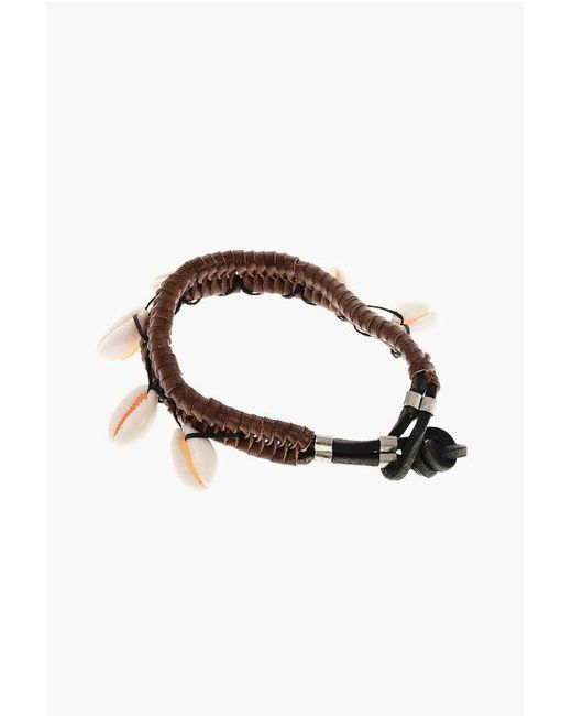 DSquared² Multicolor Leather Anklet With Shells for men