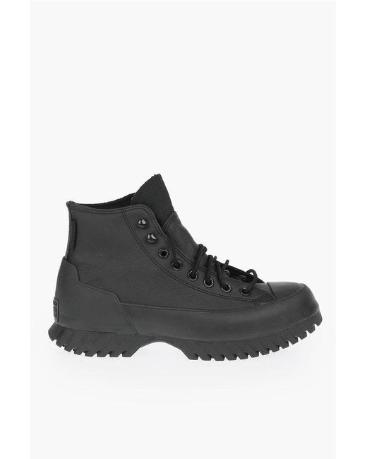 Converse Black All Star Chuck Taylor Texture Leather High-Top Sneakers